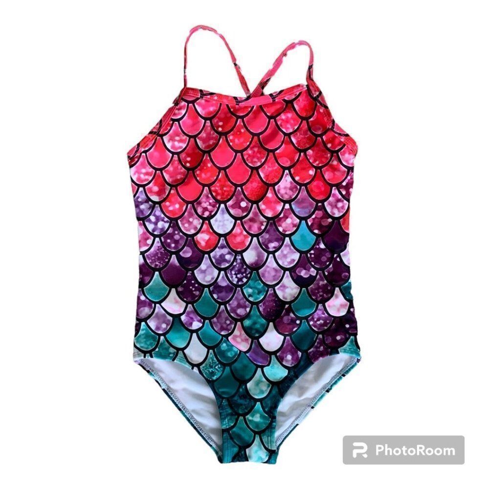 Honisen Girls XL Mermaid One-Piece Swimsuit - Multicolored